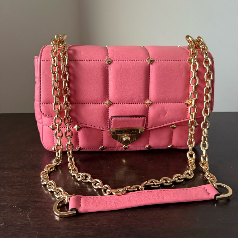 Michael Kors Pink Crossbody Bag with Gold Chain